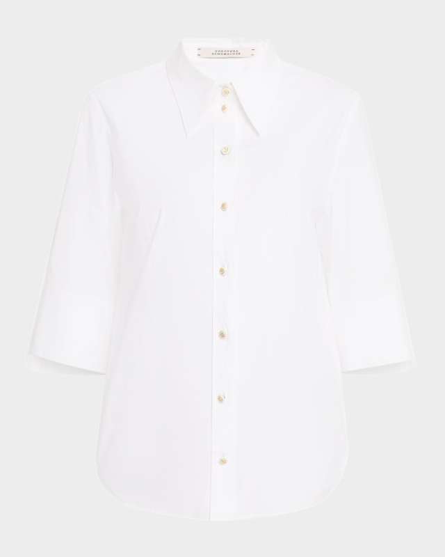 Pure Power Button-Down Cotton Poplin Blouse
